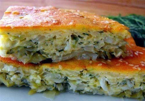 Быстрый заливной пирог с капустой